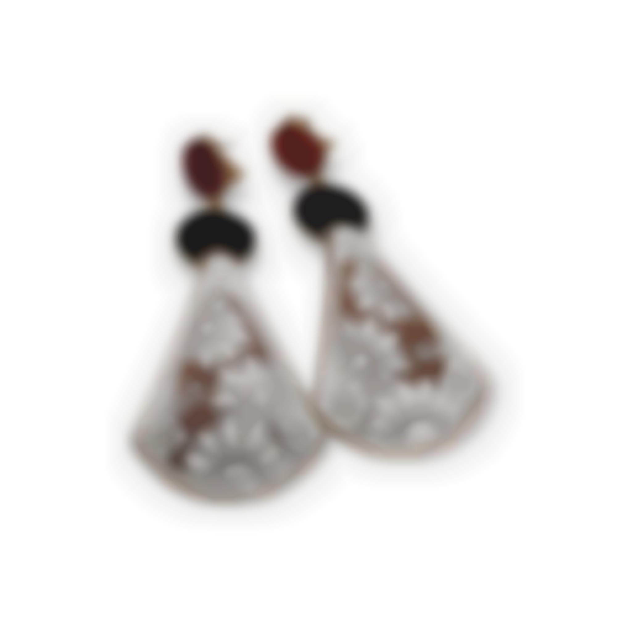 Earrings set in silver with natural stones and cameos