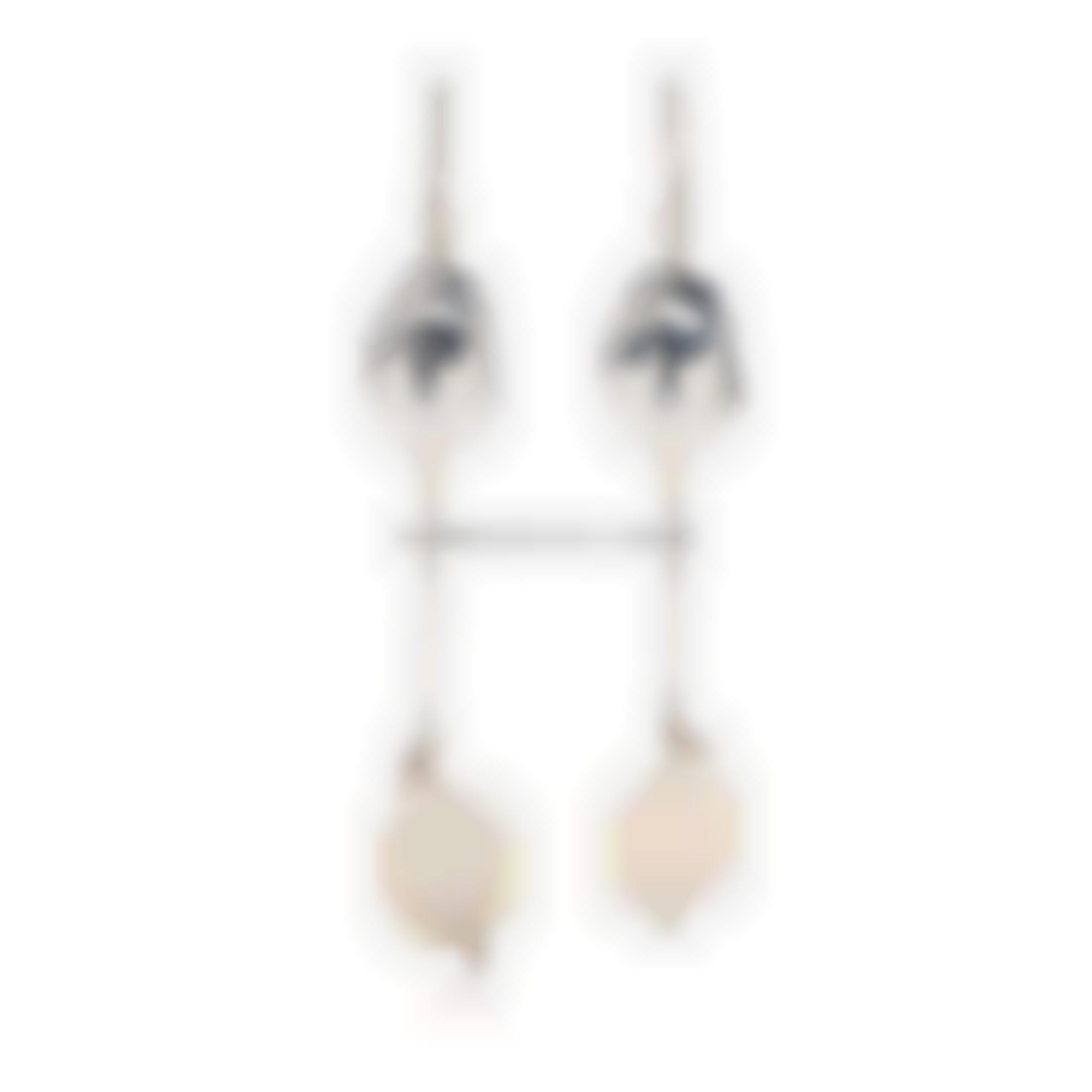 Earrings set in silver with natural pearls and chain