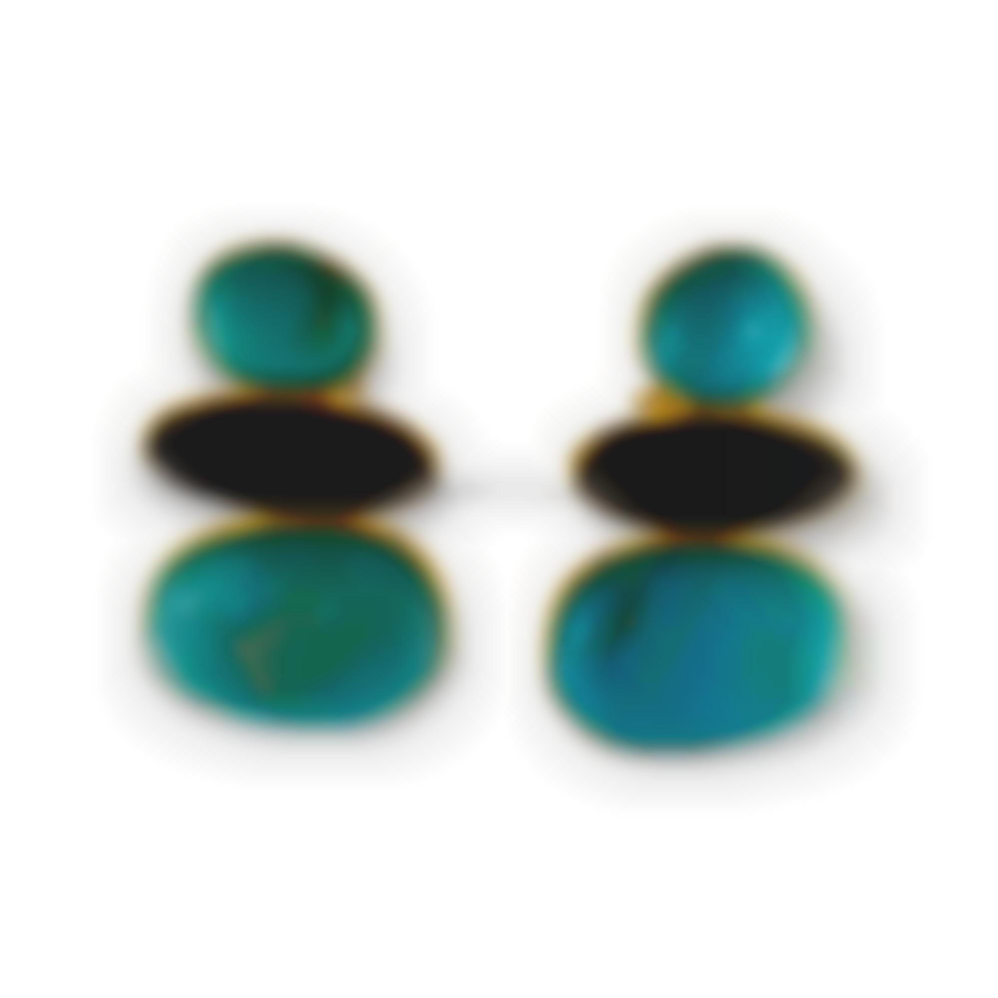 Earrings set in silver with natural turquoise stabilized 