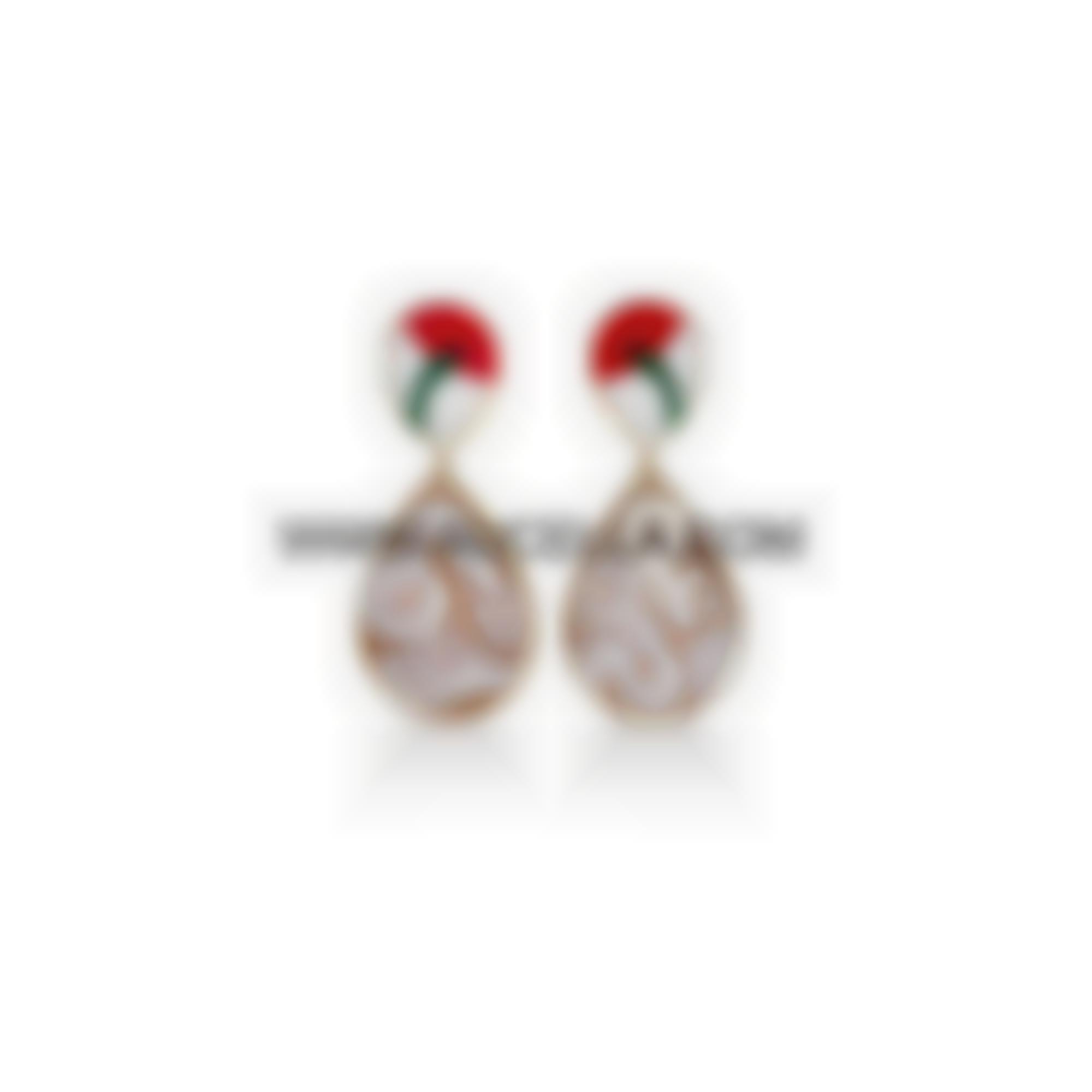 Earrings with natural seashell cameos