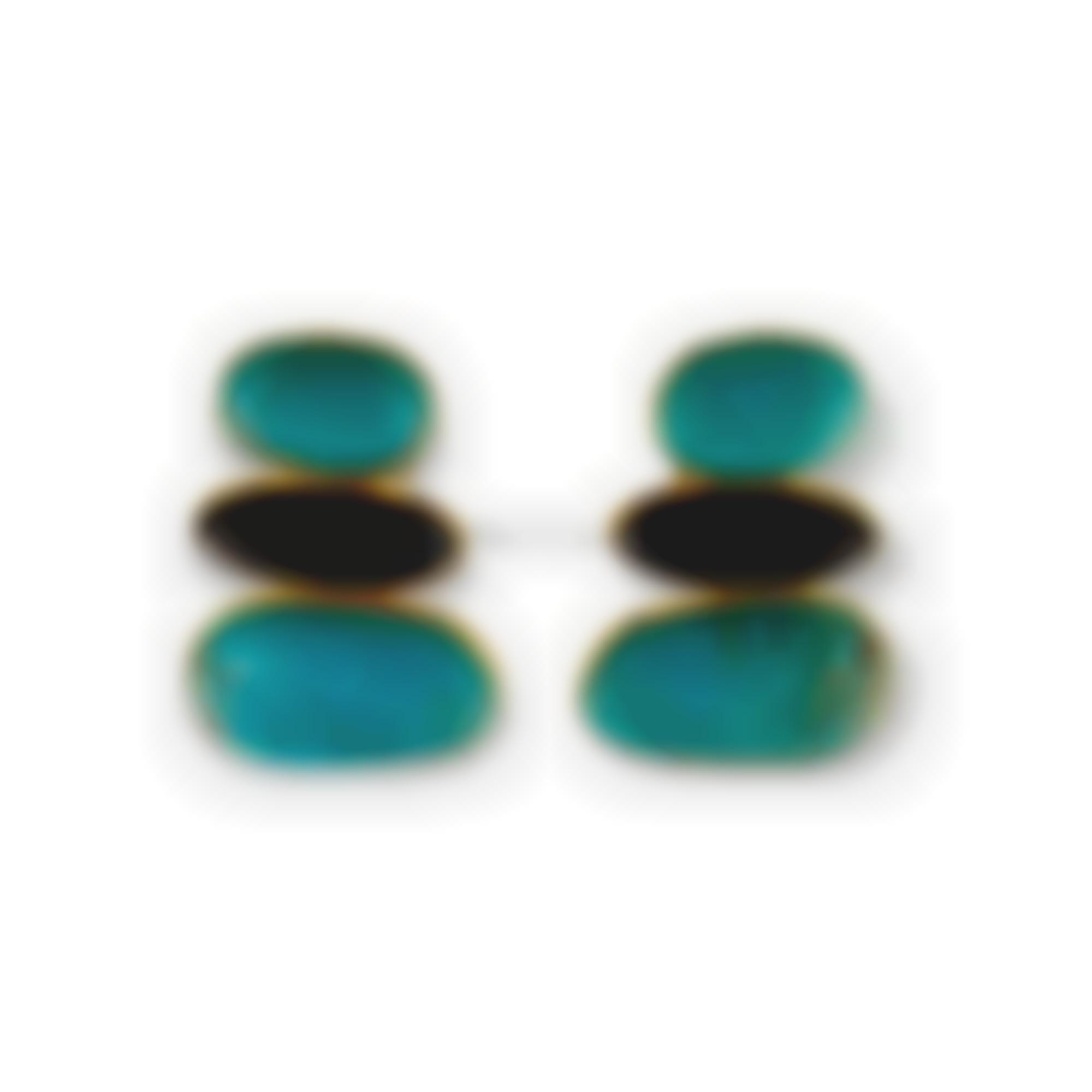 Earrings with natural turquoise stabilized and onyx 