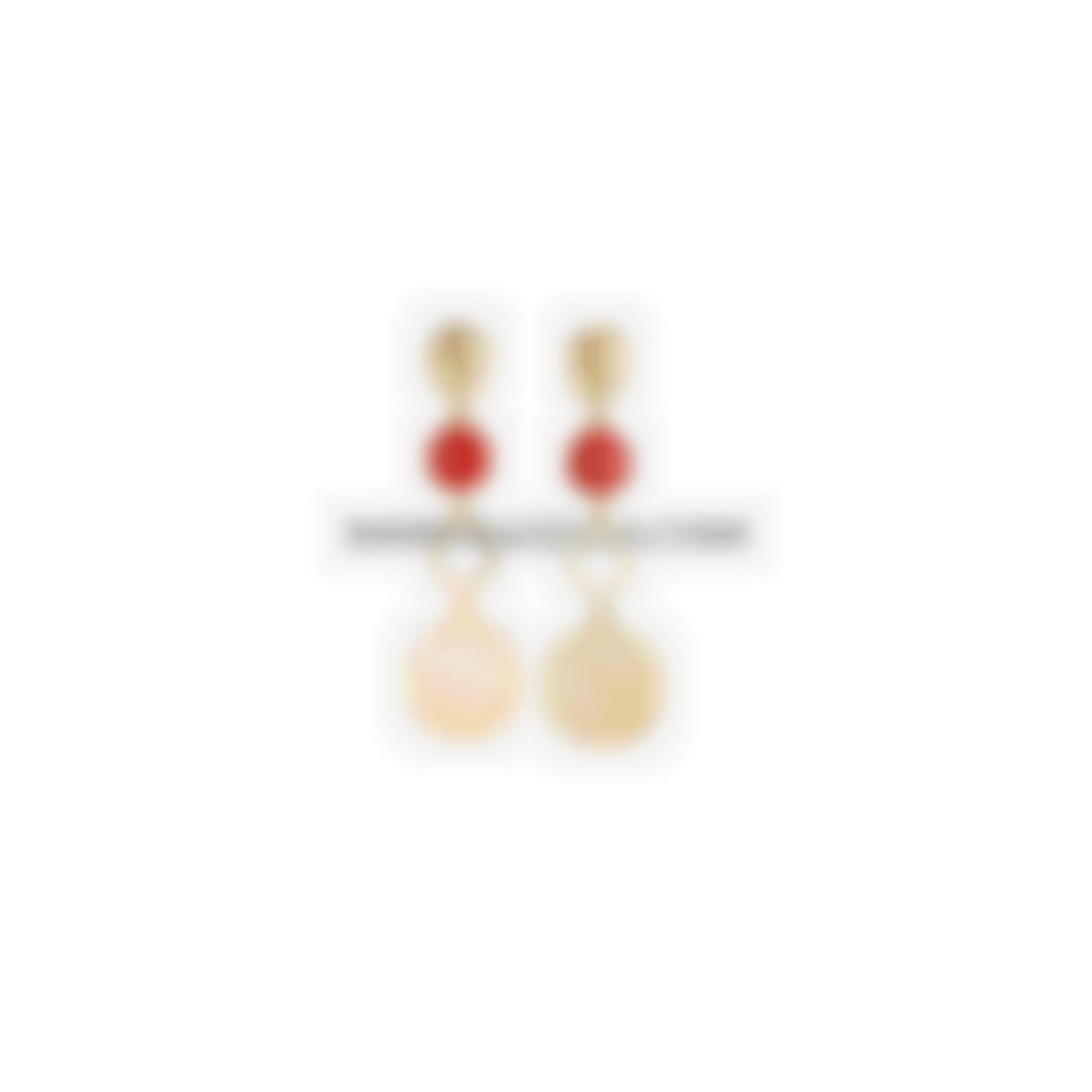 Natural coral cabochon set in silver 925 with mop